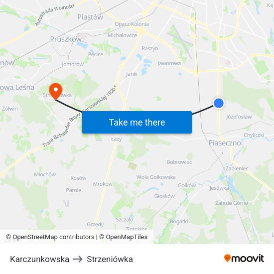 Karczunkowska to Strzeniówka map