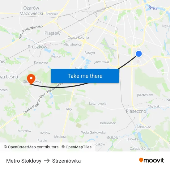 Metro Stokłosy to Strzeniówka map