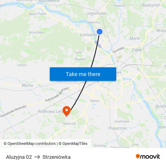 Aluzyjna 02 to Strzeniówka map