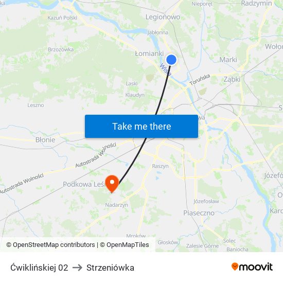 Ćwiklińskiej 02 to Strzeniówka map