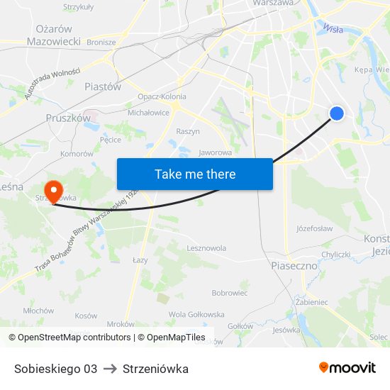 Sobieskiego 03 to Strzeniówka map