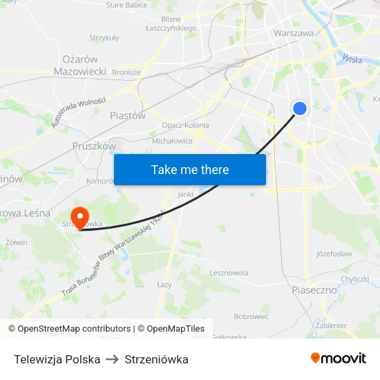 Telewizja Polska to Strzeniówka map