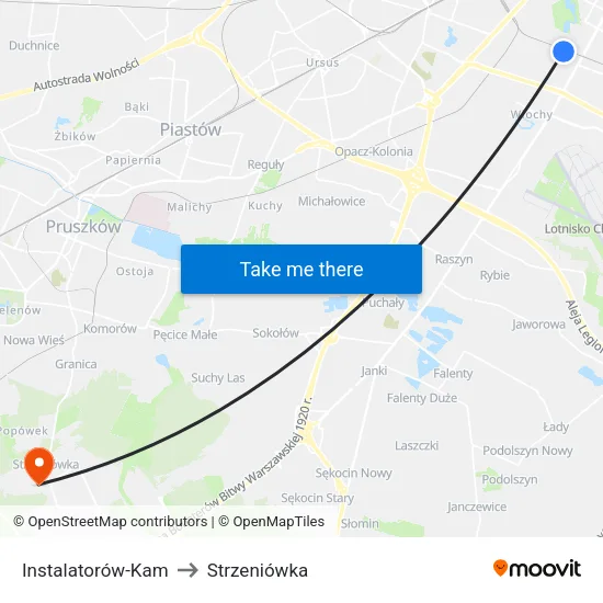 Instalatorów - Kam to Strzeniówka map