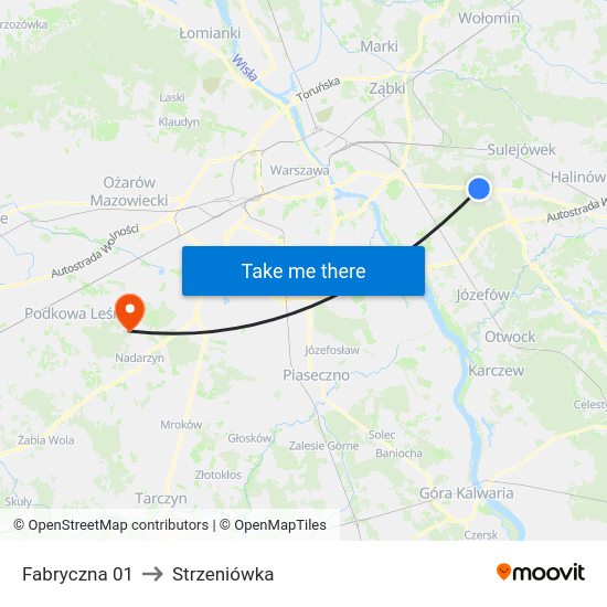 Fabryczna 01 to Strzeniówka map