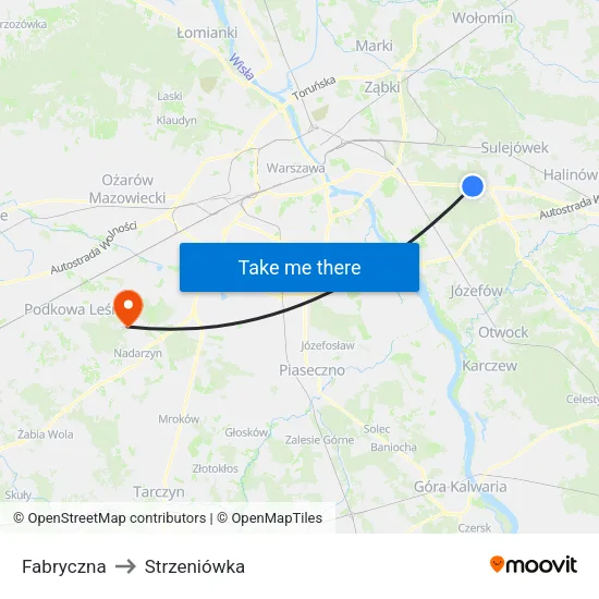 Fabryczna to Strzeniówka map