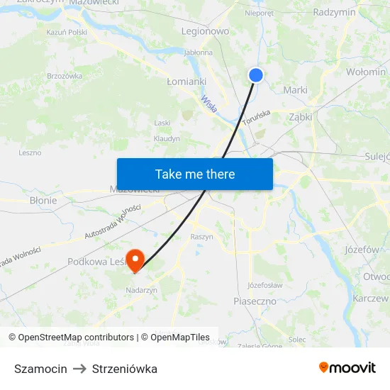 Szamocin to Strzeniówka map