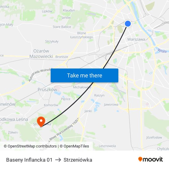 Baseny Inflancka to Strzeniówka map