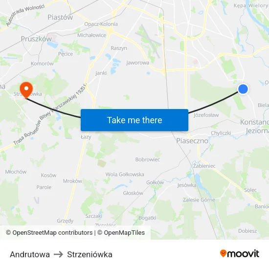 Andrutowa to Strzeniówka map
