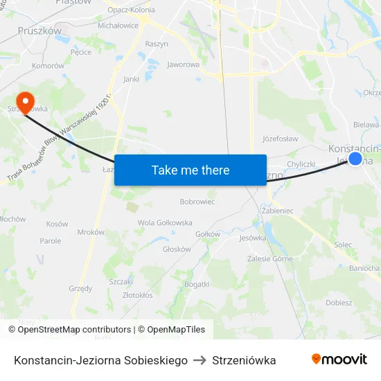 Konstancin-Jeziorna Sobieskiego to Strzeniówka map