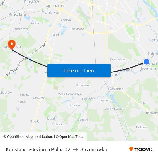 Konstancin-Jeziorna Polna 02 to Strzeniówka map