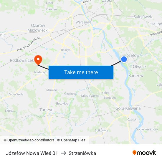 Józefów Nowa Wieś to Strzeniówka map