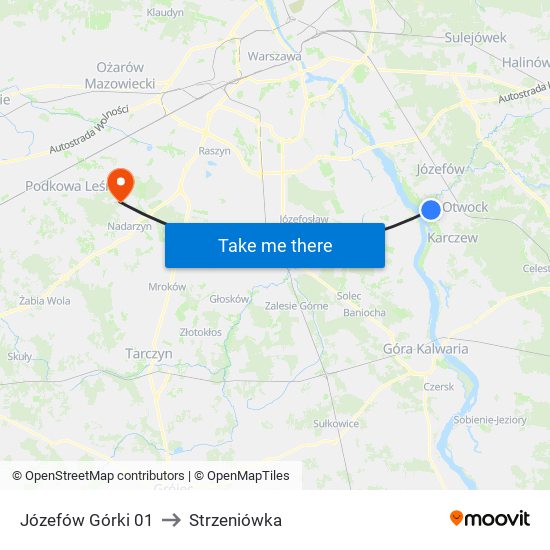 Józefów Górki 01 to Strzeniówka map