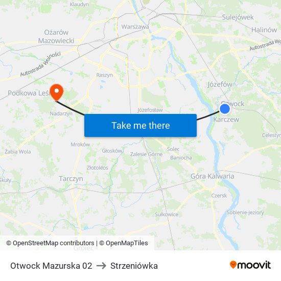 Otwock Mazurska 02 to Strzeniówka map