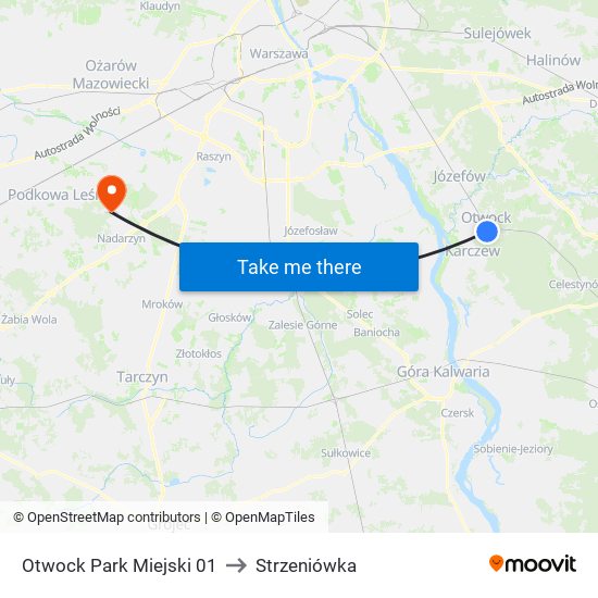 Otwock Park Miejski 01 to Strzeniówka map