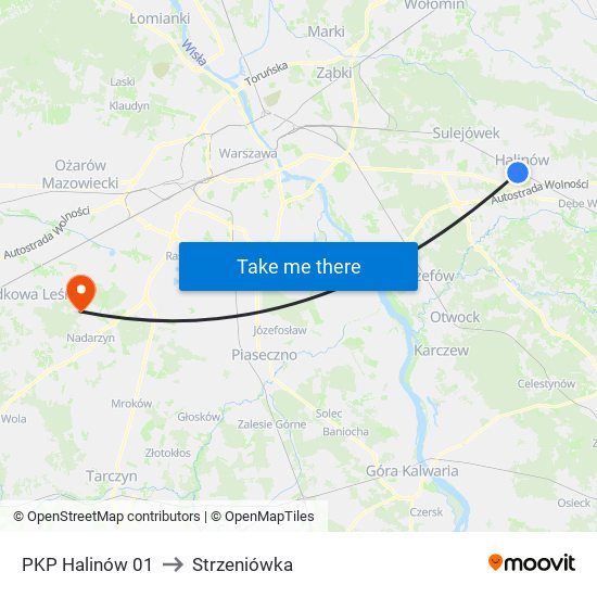 PKP Halinów to Strzeniówka map