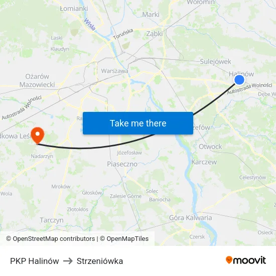 PKP Halinów to Strzeniówka map