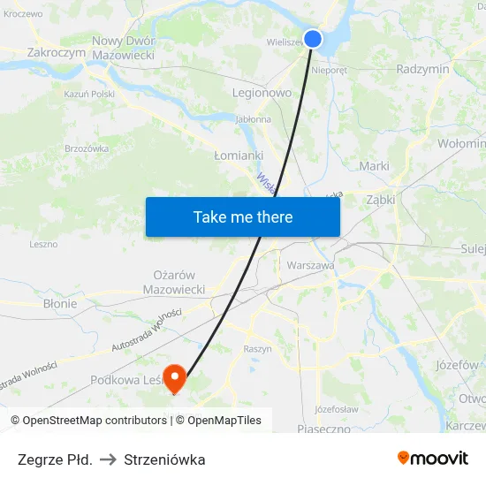 Zegrze Płd. to Strzeniówka map