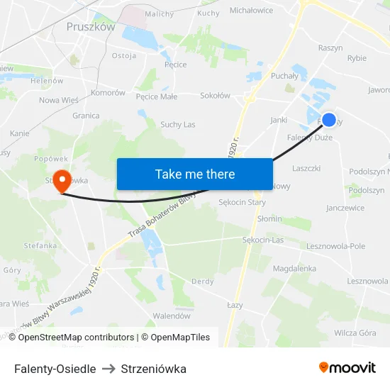 Falenty - Osiedle to Strzeniówka map