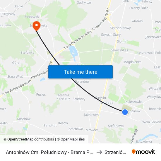 Antoninów Cm. Południowy - Brama Płd. 01 to Strzeniówka map