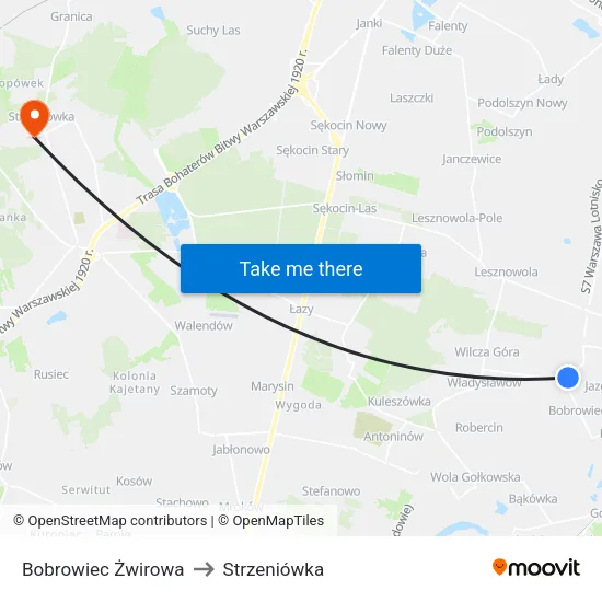 Bobrowiec Żwirowa to Strzeniówka map