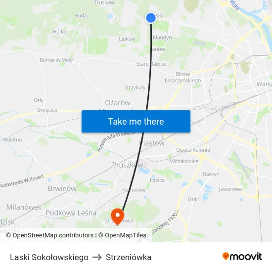 Laski Sokołowskiego to Strzeniówka map