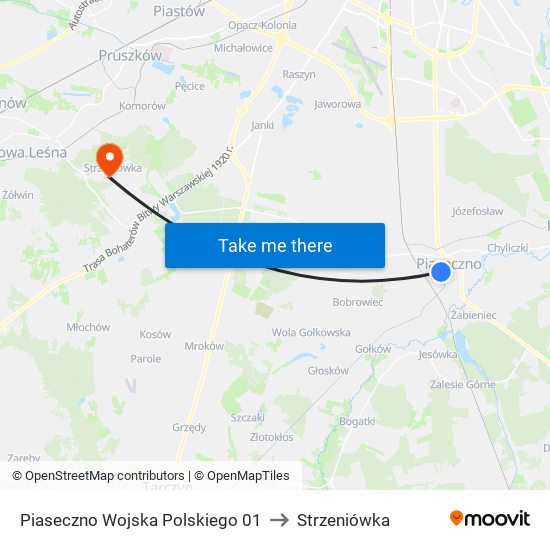 Piaseczno Wojska Polskiego 01 to Strzeniówka map