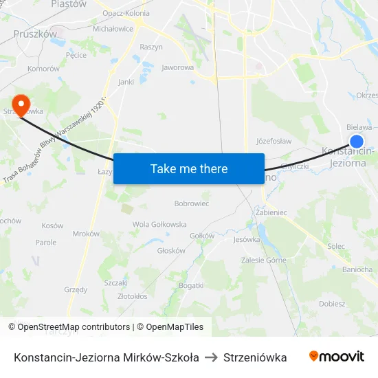 Konstancin-Jeziorna Mirków - Szkoła to Strzeniówka map