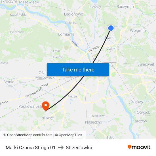 Marki Czarna Struga to Strzeniówka map