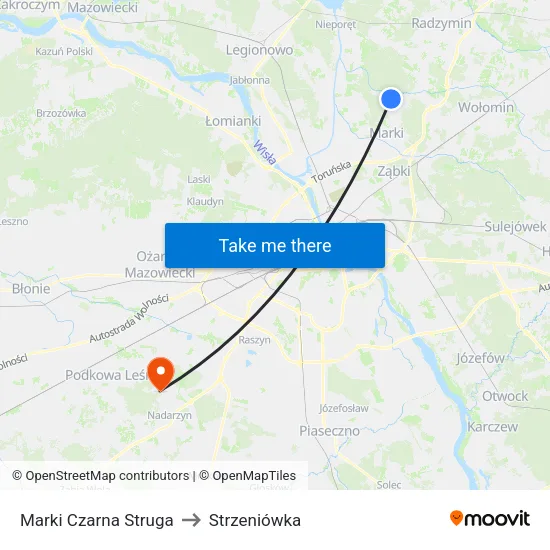Marki Czarna Struga to Strzeniówka map
