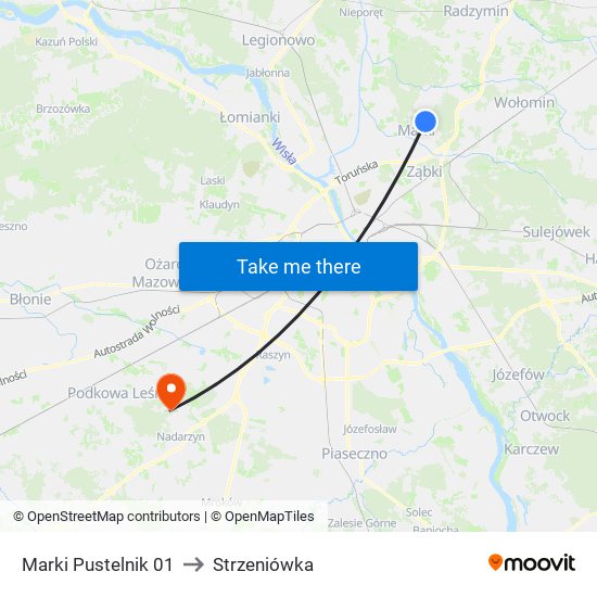 Marki Pustelnik to Strzeniówka map