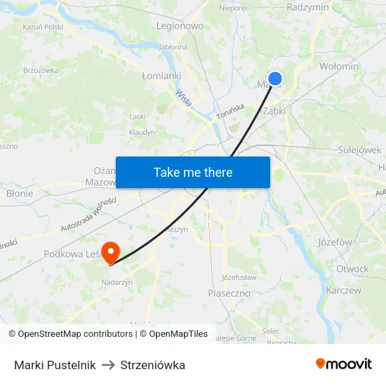 Marki Pustelnik to Strzeniówka map