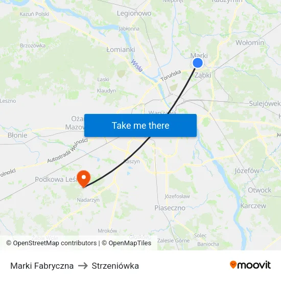 Marki Fabryczna to Strzeniówka map