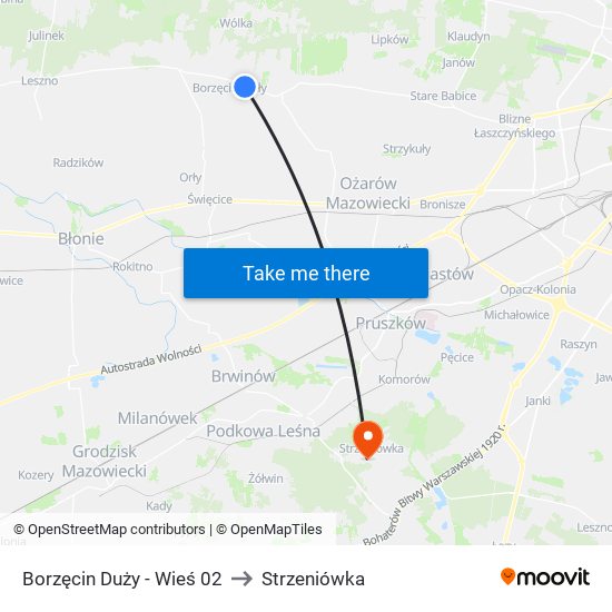 Borzęcin Duży - Wieś 02 to Strzeniówka map