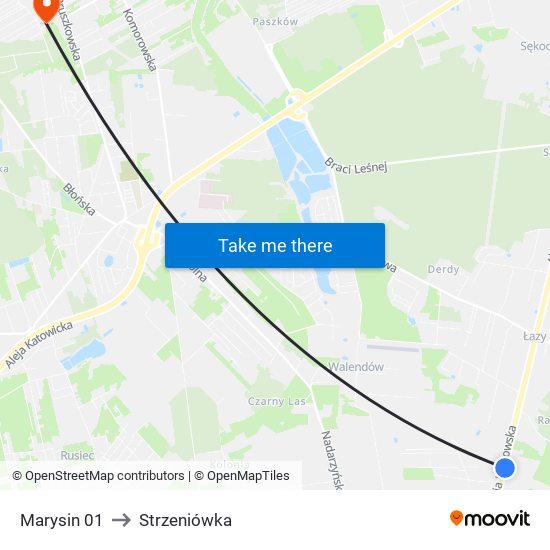 Marysin 01 to Strzeniówka map