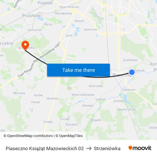 Piaseczno Książąt Mazowieckich 02 to Strzeniówka map