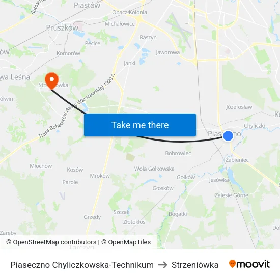 Piaseczno Chyliczkowska - Technikum to Strzeniówka map