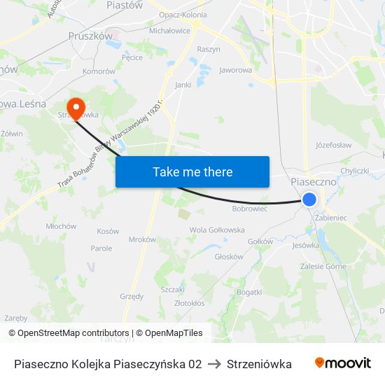 Piaseczno Kolejka Piaseczyńska 02 to Strzeniówka map