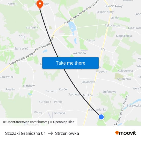 Szczaki Graniczna 01 to Strzeniówka map