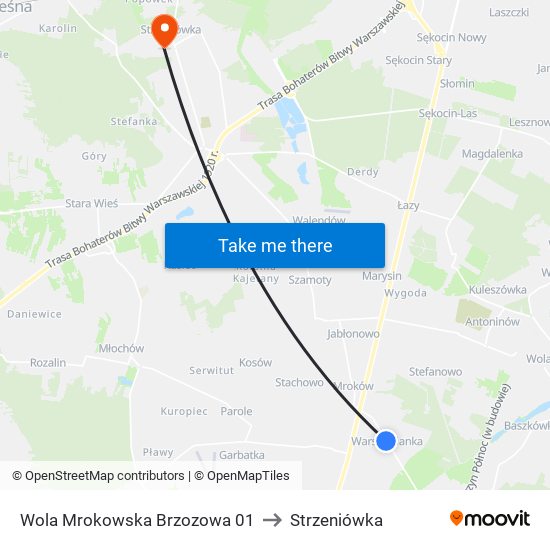 Wola Mrokowska Brzozowa 01 to Strzeniówka map