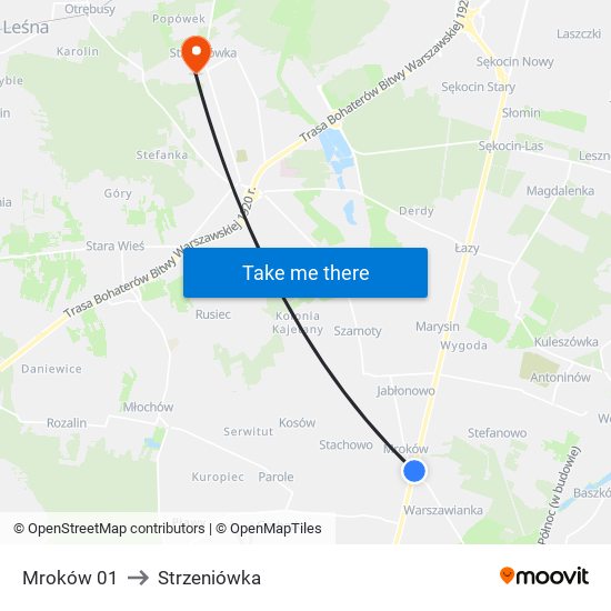 Mroków 01 to Strzeniówka map