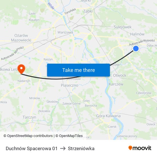 Duchnów Spacerowa to Strzeniówka map