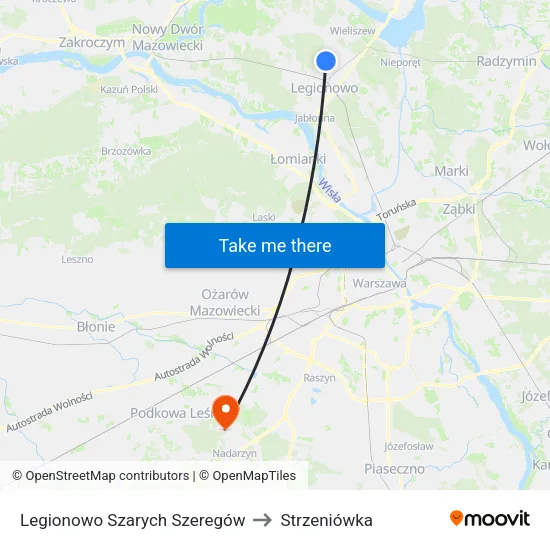 Legionowo Szarych Szeregów to Strzeniówka map