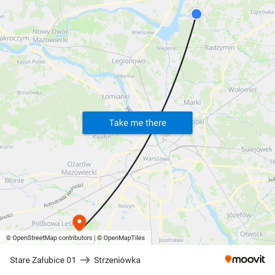 Stare Załubice 01 to Strzeniówka map