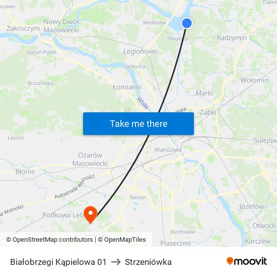 Białobrzegi Kąpielowa 01 to Strzeniówka map