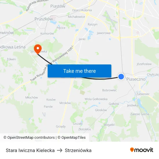 Stara Iwiczna Kielecka to Strzeniówka map