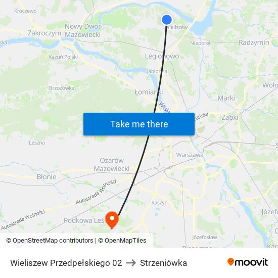 Wieliszew Przedpełskiego 02 to Strzeniówka map