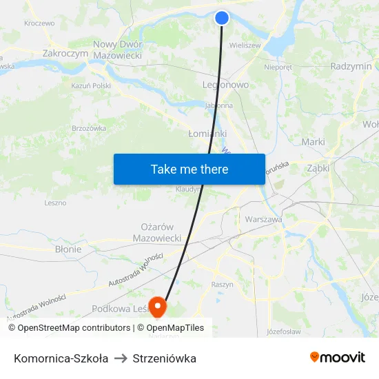 Komornica - Szkoła to Strzeniówka map