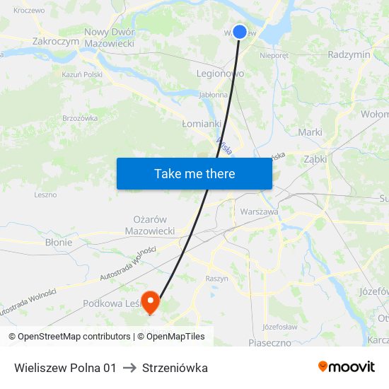 Wieliszew Polna 01 to Strzeniówka map