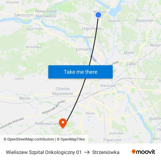 Wieliszew Szpital Onkologiczny 01 to Strzeniówka map