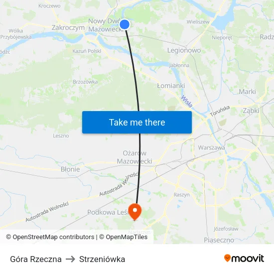 Góra Rzeczna to Strzeniówka map